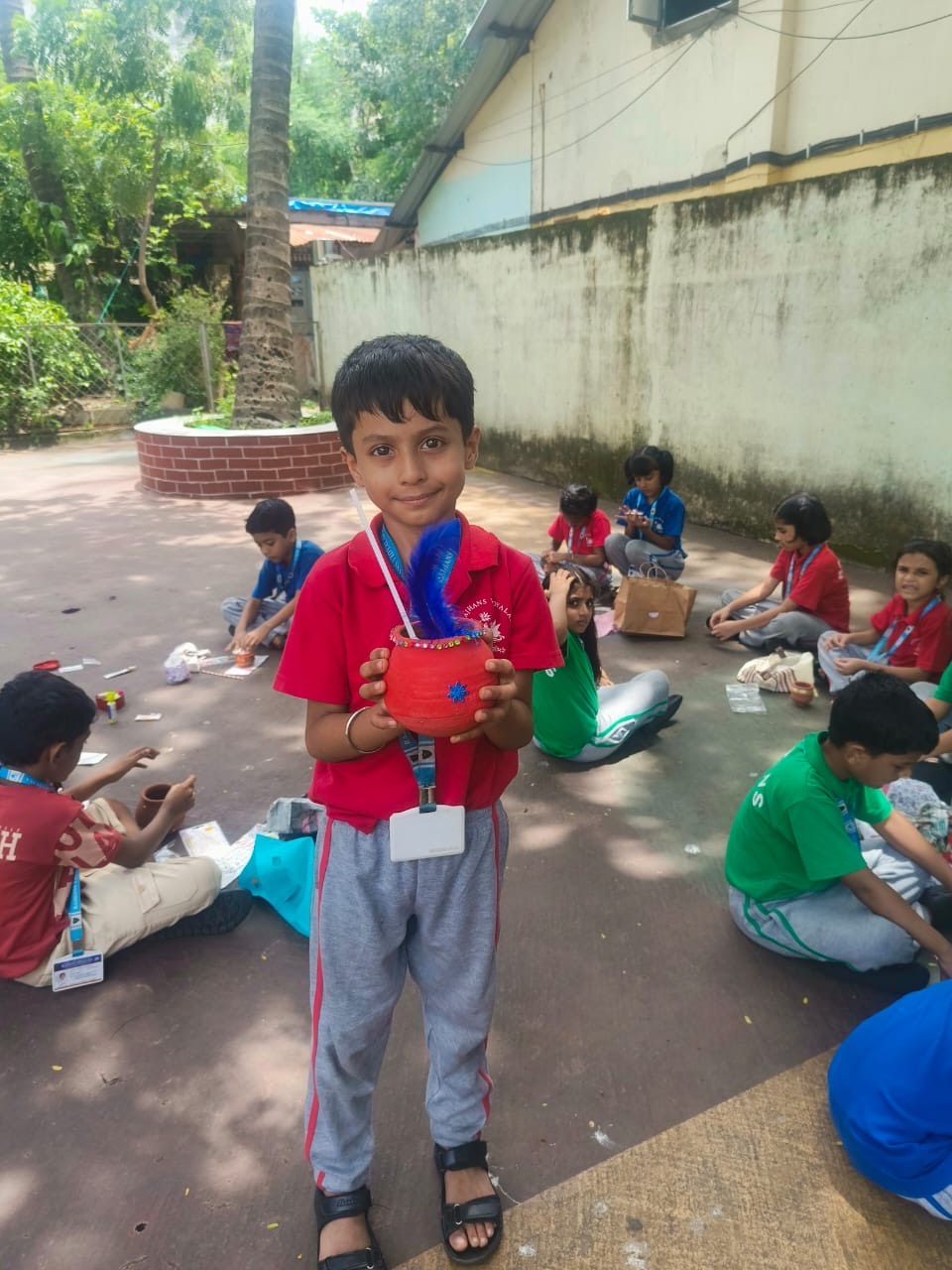 To celebrate  Janmashtami  , pot decoration activity was organized for grade 2 .