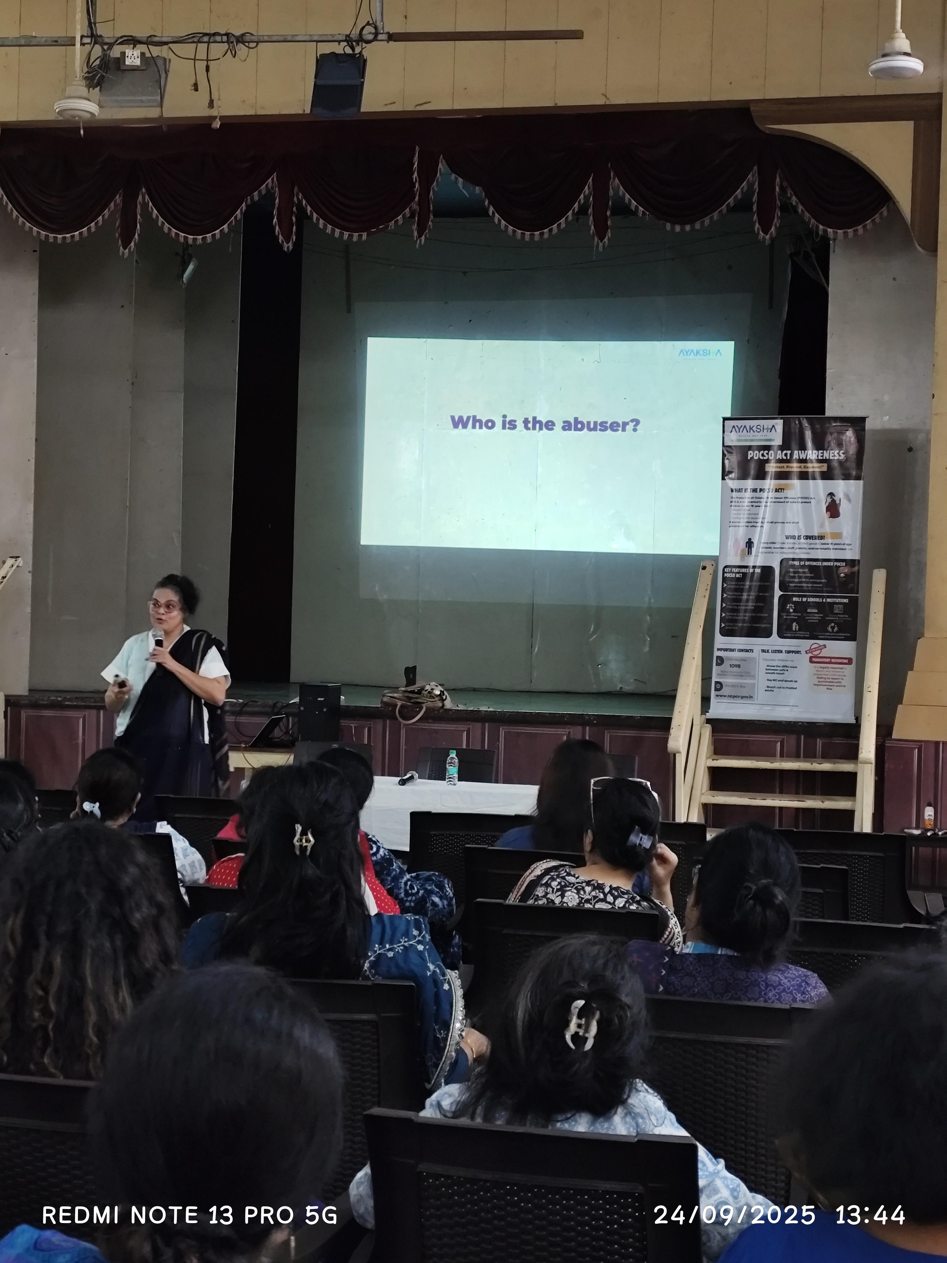 POCSO Act Awareness Workshop” conducted by Ayaksha Health and Care Organisation