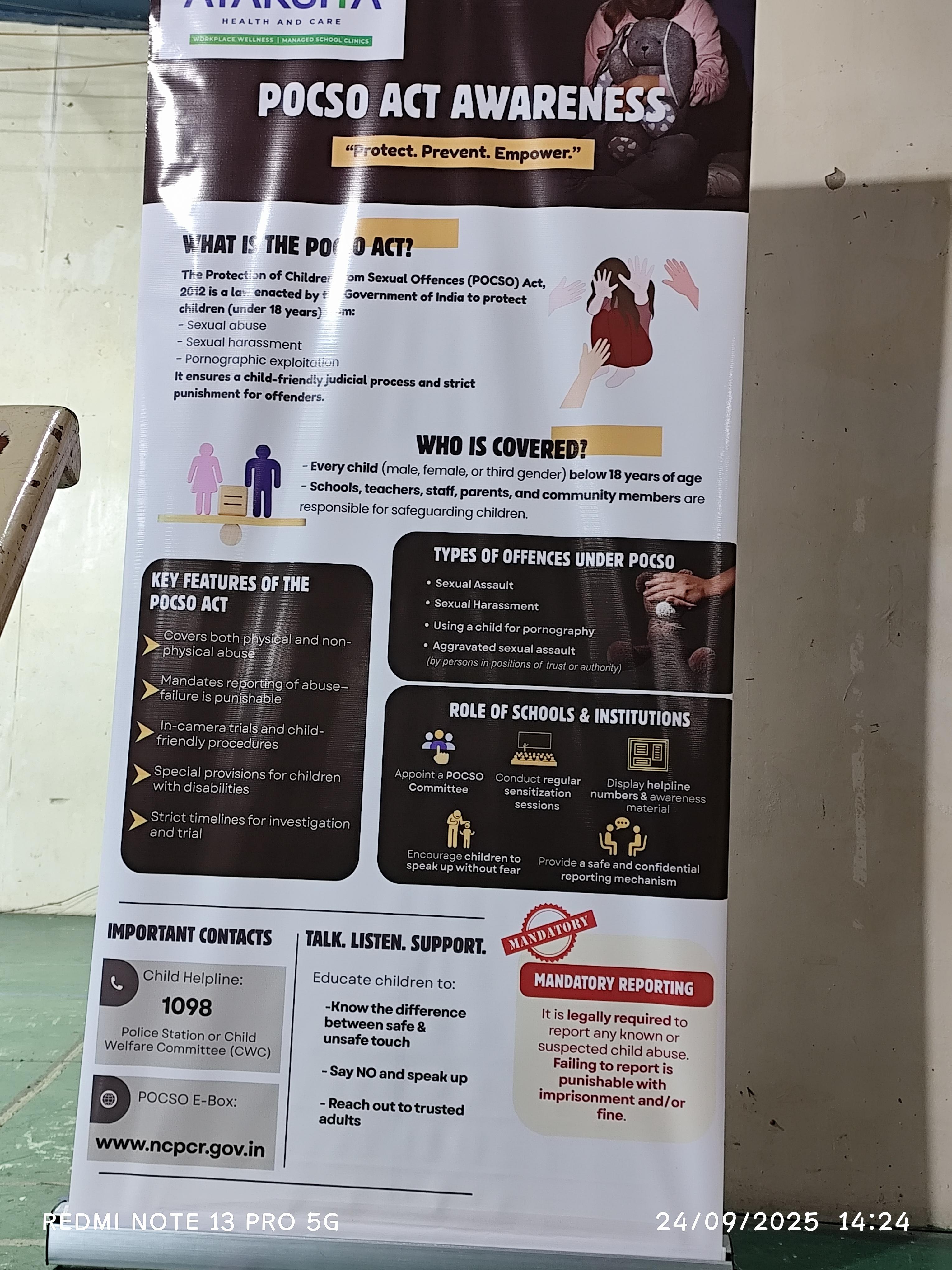 POCSO Act Awareness Workshop” conducted by Ayaksha Health and Care Organisation