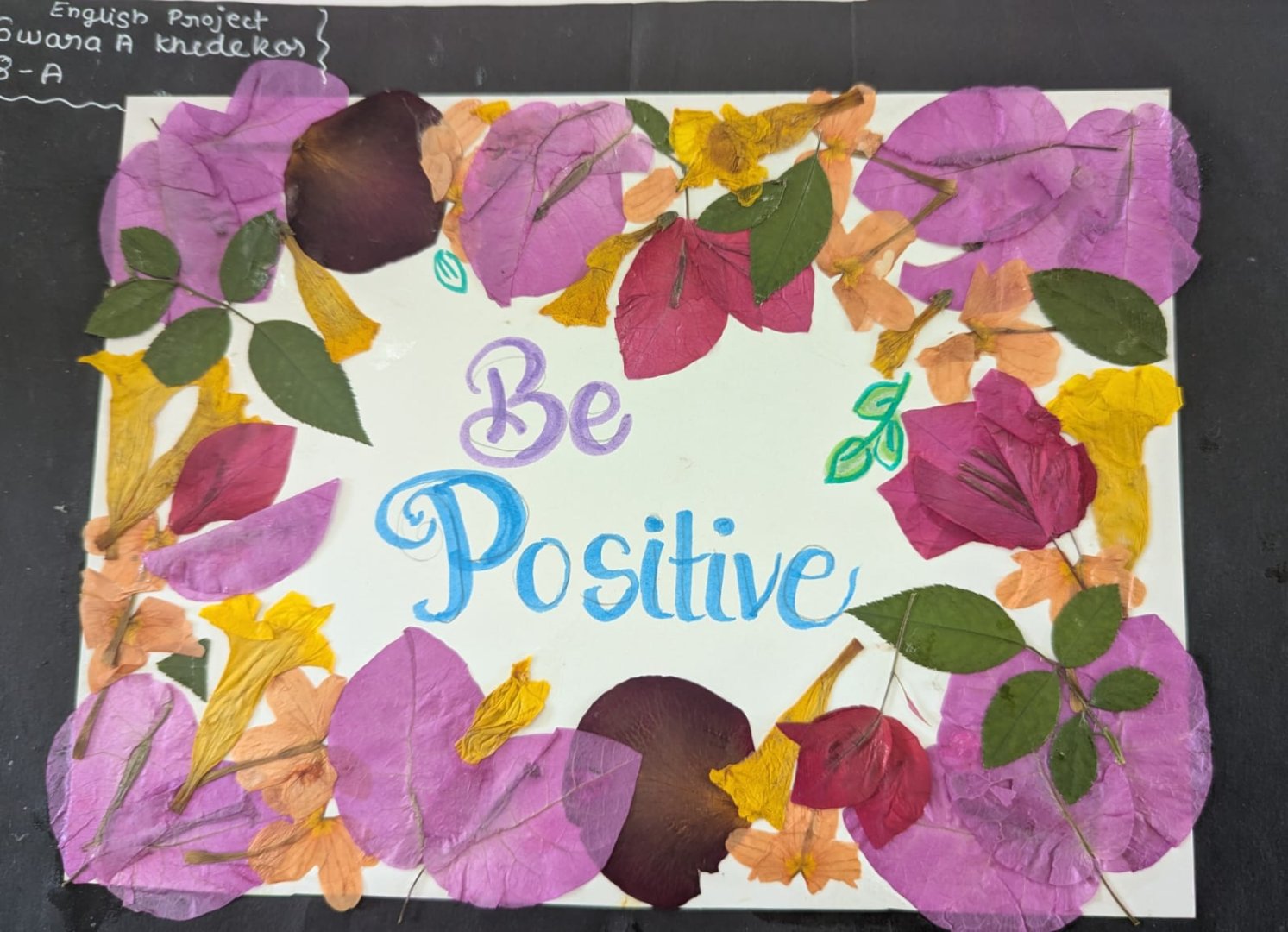 STD. VIII-FLOWER AND LEAF PRESSING ENGLISH ACTIVITY